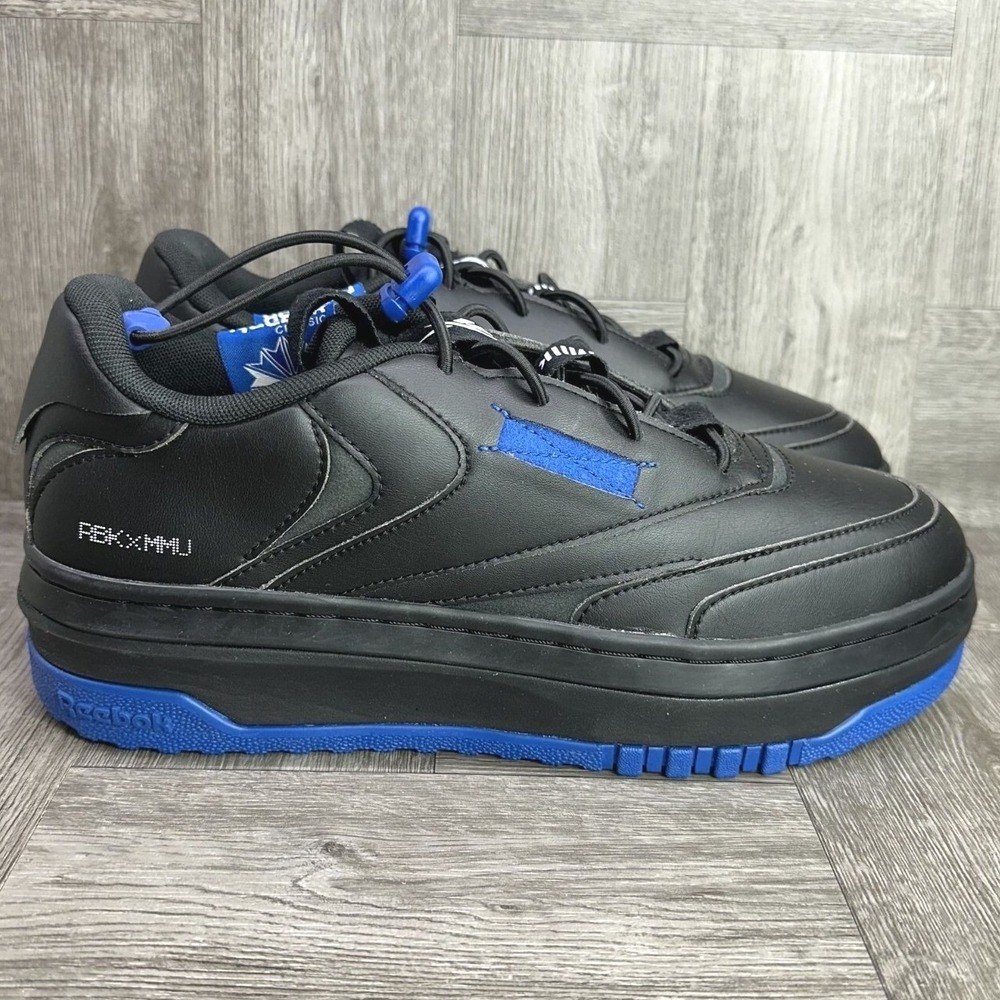 Reebok Club C Extra Milk Vegan Womens 10.5 Black Blue Platform Chunky Sneaker
